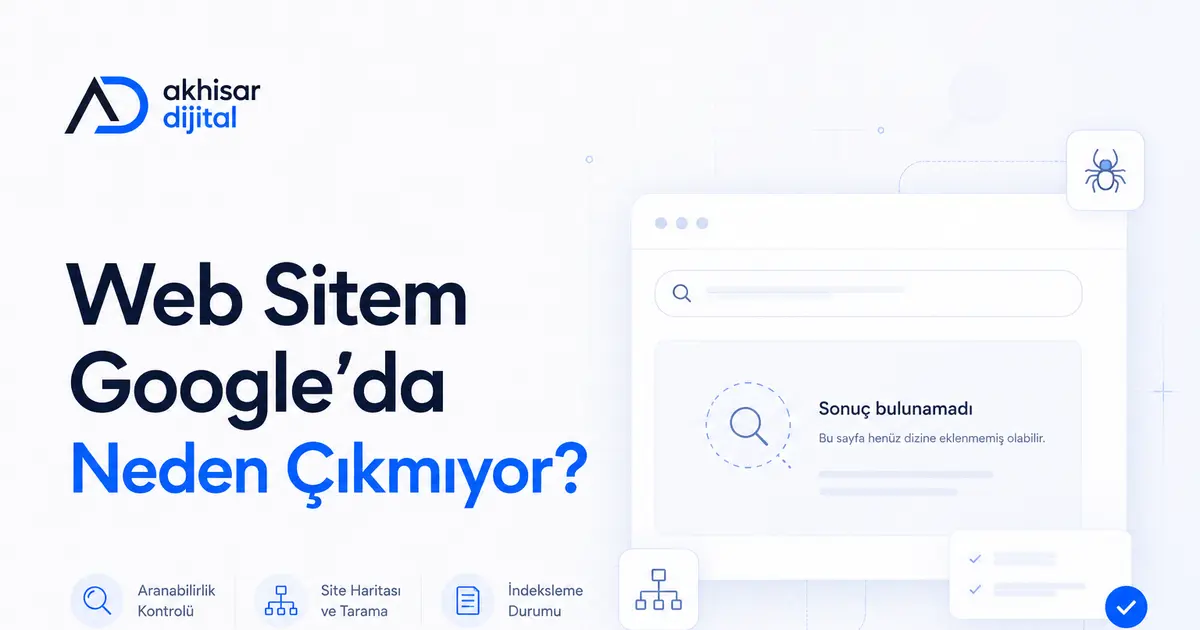 Yerel işletme web sitesinin arama sonuçlarında görünmemesini ve tarama, sitemap, indeksleme kontrollerini gösteren dizüstü bilgisayar